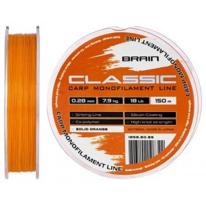 Леска Brain Classic Carp Line (solid orange) 150m 0.28mm 18lb 7.9kg
