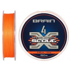 Шнур Brain Scout 4X 150m (fluoro Orange) 0.148mm 8.6kg
