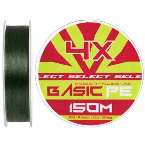 Шнур Select Basic PE Green 150m #3.0/0.26mm 45lb/20.8kg