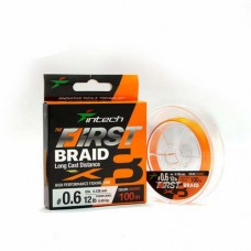 Шнур Intech First Braid X8 Orange 100m #0.4 (10lb/4.54kg)