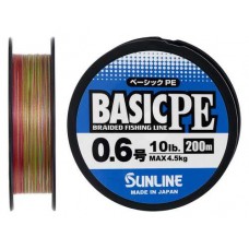 Шнур Sunline Basic PE 200m (Multi Color) #0.6/0.132mm 10lb/4.5kg