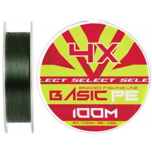 Шнур Select Basic PE Green 100m #2.0/0.22mm 30lb/13.6kg