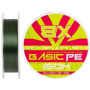 Шнур Select Basic PE 8X Green 150m #1.5/0.18mm 22lb/10kg