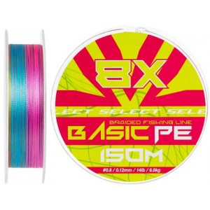 Шнур Select Basic PE 8X Multicolor 150m #0.8/0.12mm 14lb/6kg