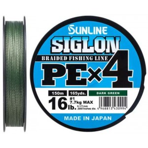 Шнур Sunline Siglon PE н4 300m (темн-зел.) #1.0/0.171mm 16lb/7.7kg