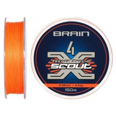 Шнур Brain Scout 4X 150m (fluoro Orange) 0.080mm 4.4kg