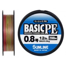 Шнур Sunline Basic PE 200m (Multi Color) #0.8/0.153mm 12lb/6kg