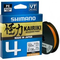 Шнур Shimano Kairiki 4 PE 150m (Hi-Vis Orange) 0.19mm 11.6kg