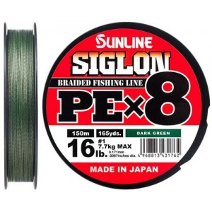 Шнур Sunline Siglon PE х8 150m (темн-зел.) #0.8/0.153mm 12lb/6.0kg