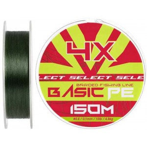 Шнур Select Basic PE Green 150m #0.6/0.10mm 10lb/4.8kg