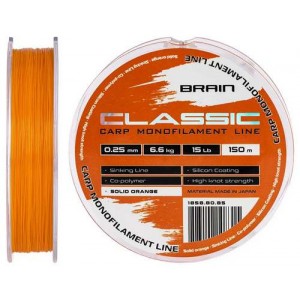 Леска Brain Classic Carp Line (solid orange) 150m 0.25mm 15lb 6.6kg