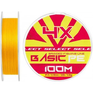 Шнур Select Basic PE Orange 100m #1.5/0.18mm 22lb/9.9kg