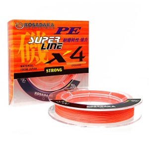 Оранжевый шнур Kosadaka PE SUPER LINE X4