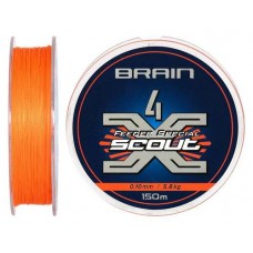Шнур Brain Scout 4X 150m (fluoro Orange) 0.100mm 5.8kg