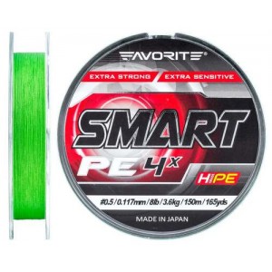 Шнур Favorite Smart PE 4x 150м (салат.) #0.5/0.117мм 3.6кг